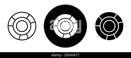 Life ebuoy Icon Black Line Art Vektor in schwarz-weiß Umriss Set Sammlung Zeichen Stock Vektor