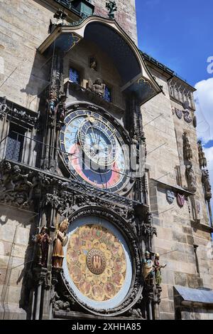 Detail der Prager Astronomischen Uhr, verbunden mit dem Alten Rathaus in Prag, der Hauptstadt der Tschechischen Republik Stockfoto