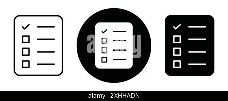 Umfragesymbol Schwarzer Linie Kunstvektor in Schwarz-weiß-Umriss Set Sammlungsschild Stock Vektor