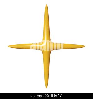 Gelber 3D-Stern mit glänzender Form, isoliert auf weißem Hintergrund. Realistisches 3D-Design im Cartoon-Stil. Vektorabbildung Stock Vektor
