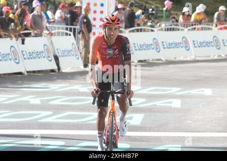 Egan Bernal Ineos Kolumbien am Etappenziel Tour de France 2024 Plateau de Beille Stockfoto