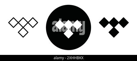 TIDAL Icon Black Line Art Vektor in schwarz-weiß Umrisse Set Collection Schild Stock Vektor