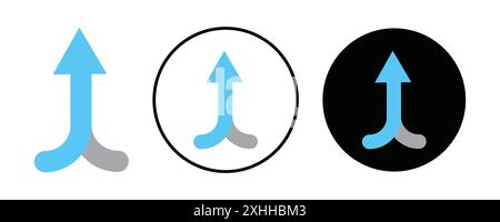 Zwei Pfeile, die zu einem Symbol verschmelzen Black Line Art Vektor in schwarz-weiß Umrissset Collection Zeichen Stock Vektor