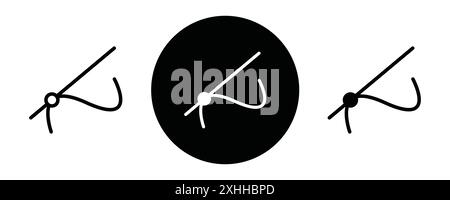 Tangentiales Symbol Schwarzer Linie Kunstvektor in Schwarzweiß-Umriss Set Sammlung Zeichen Stock Vektor