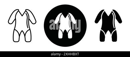 Wetsuit Icon Black Line Art Vektor in schwarz-weiß Umriss Set Sammlung Zeichen Stock Vektor