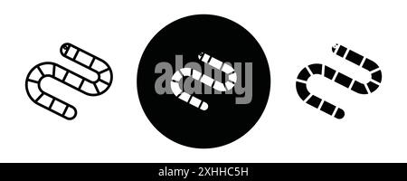 Wurm-Symbol Schwarzer Linie Kunstvektor in schwarz-weiß Umrisse Set Sammlungszeichen Stock Vektor