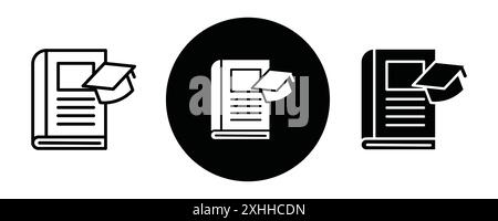 Thesis Icon Schwarzer Linie Art Vektor in schwarz-weiß Umrisse Set Sammlung Zeichen Stock Vektor