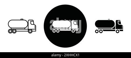 Tank Truck Icon Schwarzer Linie Art Vektor in schwarz-weiß Umriss Set Sammlung Zeichen Stock Vektor