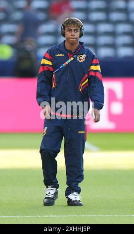 Spaniens Lamine Yamal beim Endspiel der UEFA Euro 2024 im Olympiastadion in Berlin. Bilddatum: Sonntag, 14. Juli 2024. Stockfoto