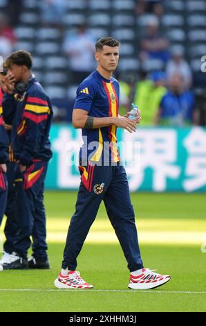 Der Spanier Álvaro Morata kommt vor dem Endspiel der UEFA Euro 2024 im Berliner Olympiastadion an. Bilddatum: Sonntag, 14. Juli 2024. Stockfoto