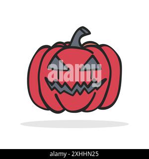 Symbol Kürbis gezeichnet. Niedliche Halloween-Kürbisfigur, perfekt für Halloween- und Herbstmotive. Vektorabbildung Stock Vektor