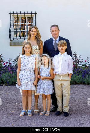 Borgholm, Schweden. Juli 2024. Borgholm, Schloss Solliden 14-07-2024 die schwedische Königsfamilie nimmt am Geburtstag der Kronprinzessin Madeleine, Christopher ONeill, Prinzessin Leonore, Prinz Nicolas und Prinzessin Adrienne Teil Stockfoto