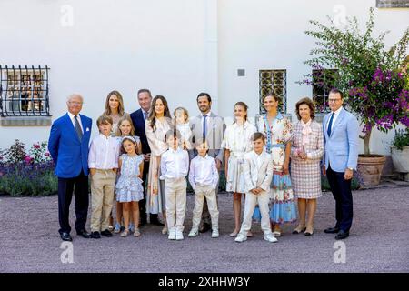 Borgholm, Schweden. Juli 2024. Borgholm, Schloss Solliden 14-07-2024 die schwedische Königsfamilie nimmt am Geburtstag der Kronprinzessin von Schweden, König Carl Gustaf, Königin Silvia, Kronprinzessin Victoria, Prinz Daniel, Prinzessin Estelle, Prinz Oscar, Prinz Carl Philip, Prinzessin Sofia, Prinz Alexander, Prinz Gabriel, Prinz Julian, Prinzessin Madeleine, Christopher ONeill, Prinzessin Leonore, Prinz Nicolas und Prinzessin Adrienne Credit: Albert Nieboer Niederlande OUT Point de Vue OUT/dpa/Alamy Live News Stockfoto