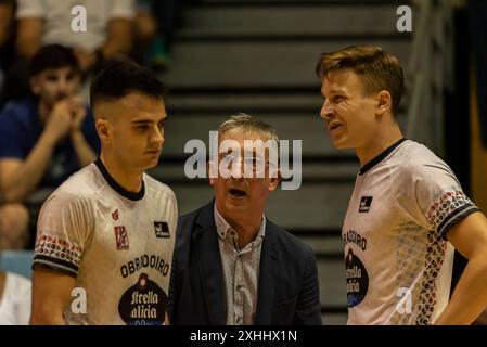 Santiago, Spanien. Oktober 2023. Ein Moment während der regulären Runde in der ACB Endesa League zwischen Monbus Obradoiro und Surne Bilbao. Xan Gasalla/Alamy News Stockfoto