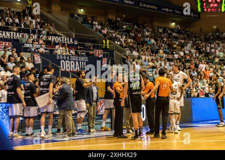 Santiago, Spanien. Oktober 2023. Ein Moment während der regulären Runde in der ACB Endesa League zwischen Monbus Obradoiro und Surne Bilbao. Xan Gasalla/Alamy News Stockfoto