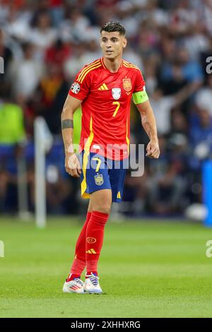 Berlin, Deutschland. Juli 2024. Spanien-Stürmer Alvaro Morata Atletico de Madrid beim Finale der UEFA Euro 2024 Spanien gegen England am 14. Juli 2024 im Olympiastadion-Stadion in Berlin Credit: Every Second Media/Alamy Live News Stockfoto