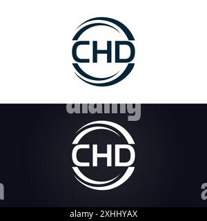 CHD-Logo. C H D-AUSFÜHRUNG. Weißer CHD-Buchstabe. CHD, C H D Letter Logodesign. Schriftzug C H D in GOLD, GOLDENES LOGO, DREI, Stil. Letter-Logo-Set Stock Vektor