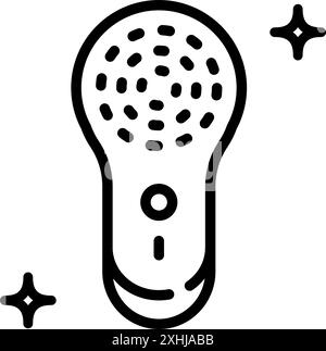 Gesichtsreinigungsbürsten Symbol für die Umrisslinie. Hautpflege, Schrubben, Peeling, Entfernen von Mitesser, Massage, Make-up entfernen, tote Hautzellen entfernen, verstopfte Poren entfernen. Stock Vektor