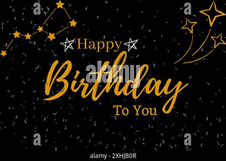 Happy Birthday to you Card, Banner. Wunderschönes Begrüßungsplakat mit goldenem Textwort mit Sternenelement. Handgeschriebene moderne Pinselschrift. Stock Vektor