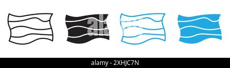 Stoffsymbol Black Line Art Vektor in schwarz-weiß Umrissset Collection Schild Stock Vektor