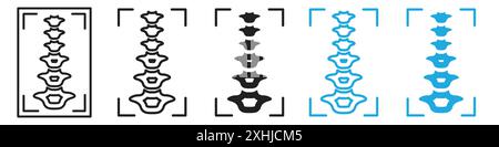 Körper Wirbelsäule Scan Symbol Schwarzer Linie Art Vektor in schwarz-weiß Umriss Set Sammlung Zeichen Stock Vektor