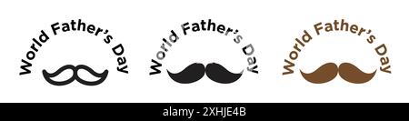 World Vthers Day Icon Black Line Art Vektor in schwarz-weiß Umrisse Set Collection Schild Stock Vektor