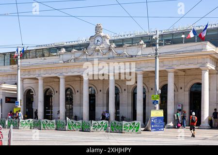 Historische Fassade des Bahnhofs Montpellier Saint-roch, Frankreich Stockfoto