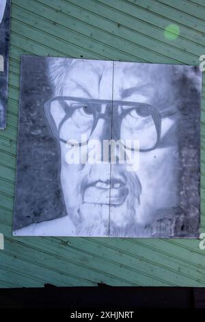 Abe Okpik, drei Leute aus Nunavut Wandgemälde in der Nipisa Street in Iqaluit, Nunavut, Kanada Stockfoto