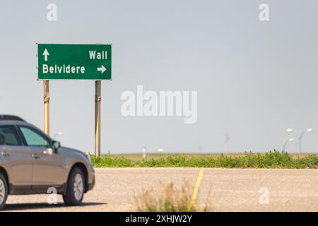 Wir haben das Auto ein paar Mal überfahren, um anzuhalten und die Sehenswürdigkeiten am Straßenrand in den USA zu sehen, während wir fuhren Stockfoto