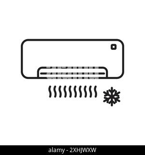 Klimaanlage Icon Black Line Art Vektor in schwarz-weiß Umrissset Collection Schild Stock Vektor