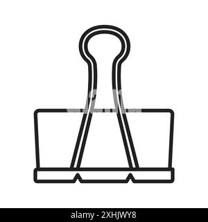 Binder Clip Symbol Schwarzer Linie Art Vektor in schwarz-weiß Umriss Set Sammlung Zeichen Stock Vektor