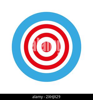 Zielsymbol. Roter Bullseye. Blauer kreisförmiger Rahmen. Flache Vektorkonstruktion. Stock Vektor