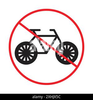 Fahrrad-Verbotsschild Schwarze Linie Kunstvektor in schwarz-weiß Umrisse Set Sammlung Zeichen Stock Vektor