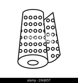 Luftpolsterfolie Symbol Schwarze Linie Art Vektor in schwarz-weiß Umrisse Set Sammlung Zeichen Stock Vektor