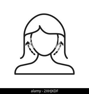 Symbol für Facelifting-Verfahren Schwarzer Linie Kunstvektor in schwarz-weiß-Umrisse Set Collection Sign Stock Vektor
