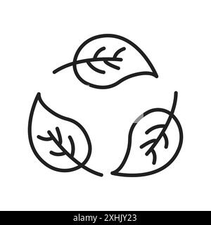Leaves ECO Recycle Symbol Black Line Art Vektor in schwarz-weiß Umrisse Set Sammlung Zeichen Stock Vektor