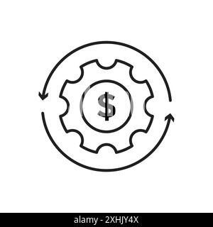 Money Processes Icon Black Line Art Vektor in schwarz-weiß Umrandung Set Collection Schild Stock Vektor