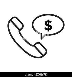 Loan Call Icon Schwarze Linie Art Vektor in schwarz-weiß Umrisse Set Sammlung Zeichen Stock Vektor