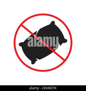 Kein Kissenzeichen Schwarze Linie Kunstvektor in schwarz-weiß Umrisse Set Sammlung Zeichen Stock Vektor