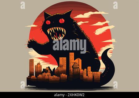 Catzilla-Vektordarstellung Stock Vektor