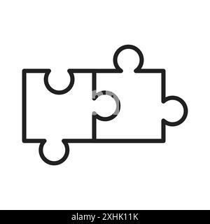 Puzzle-Symbol Schwarzer Linie Art Vektor in schwarz-weiß Umrisse Set Collection Zeichen Stock Vektor