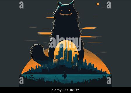 Catzilla-Vektordarstellung Stock Vektor