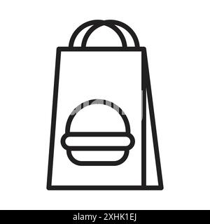 Take Away Food Ikone Black Line Art Vektor in schwarz-weiß Umriss Set Collection Schild Stock Vektor