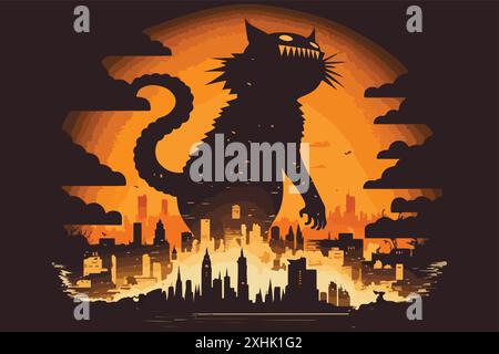 Catzilla-Vektordarstellung Stock Vektor