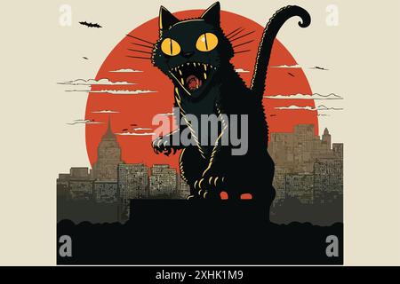 Catzilla-Vektordarstellung Stock Vektor
