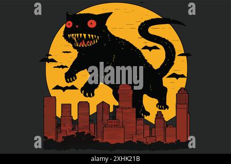 Catzilla-Vektordarstellung Stock Vektor