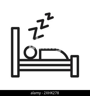 Sleeping Icon Black Line Art Vektor in schwarz-weiß Umrissset Collection Schild Stock Vektor