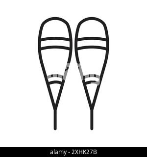 Schneeschuhsymbol Black Line Art Vektor in schwarz-weiß Umrisse Set Collection Schild Stock Vektor