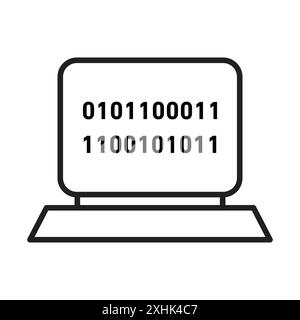 Binärcode-Symbol Schwarzer Linien-Kunstvektor in schwarz-weißer Umrandung Set Collection Sign Stock Vektor