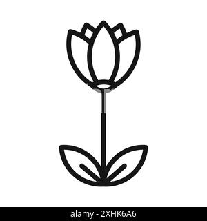 Blume Tulpe Icon Schwarze Linie Art Vektor in schwarz-weiß Umriss Set Sammlung Zeichen Stock Vektor